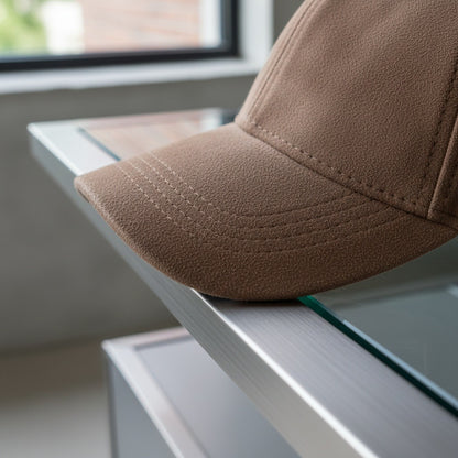 Mens Suede Cap - Brown - Back View