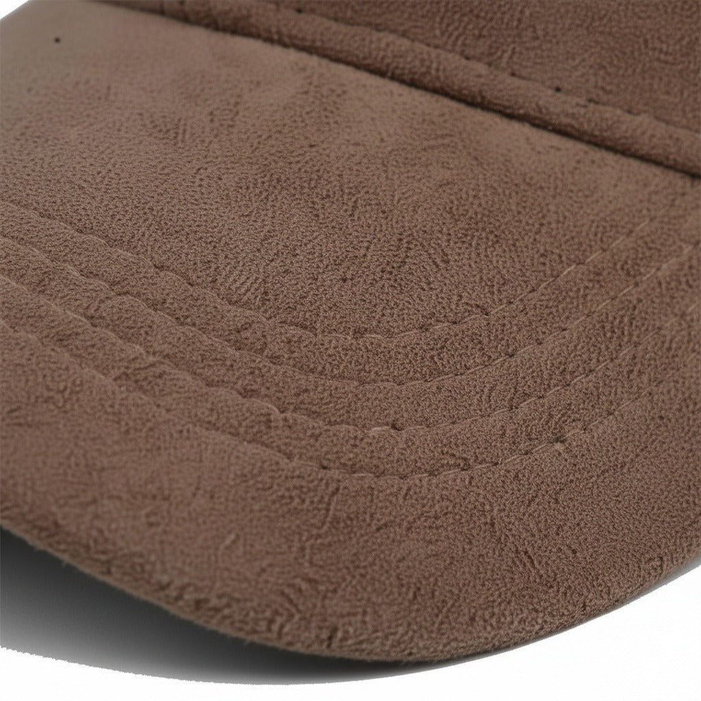 Mens Suede Cap - Brown - Texture Close Up