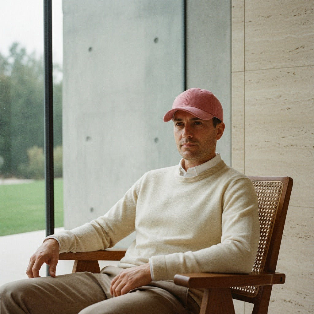 Mens Suede Cap - Rosewood - Side Profile