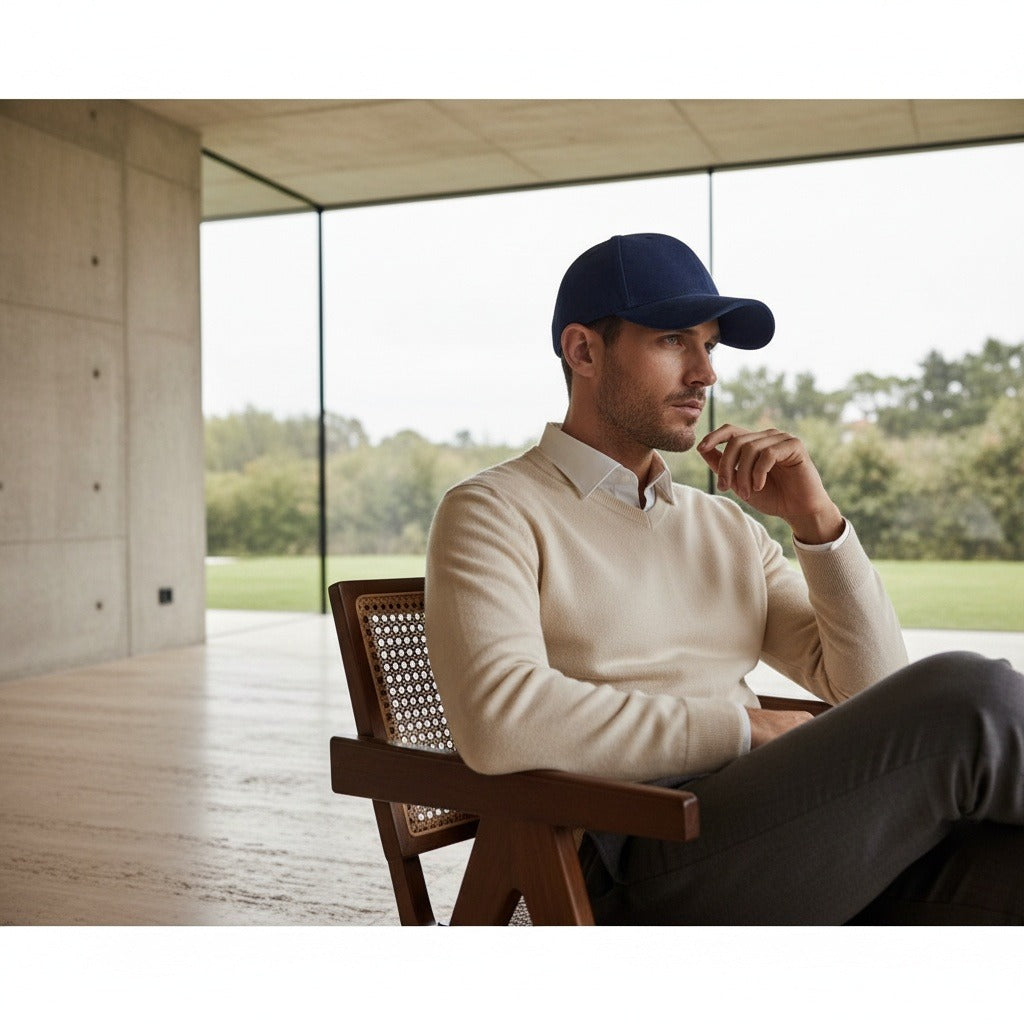 Mens Suede Cap - Royal Blue - Side Profile
