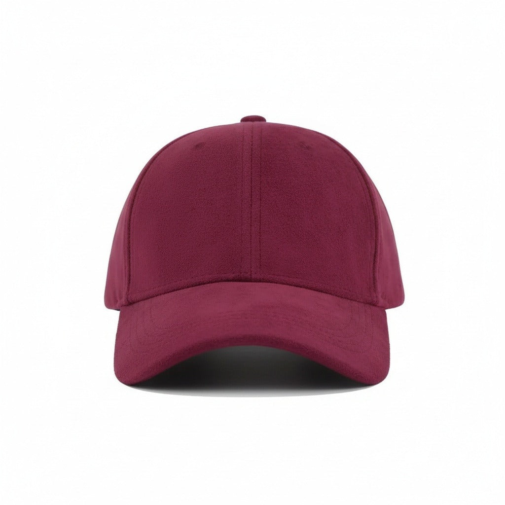Mens Suede Cap - Burgundy - Front View