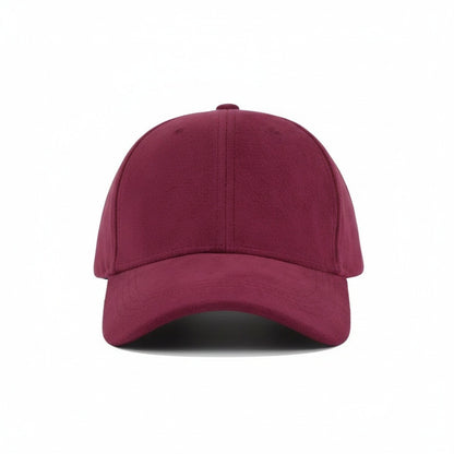 Mens Suede Cap - Burgundy - Front View