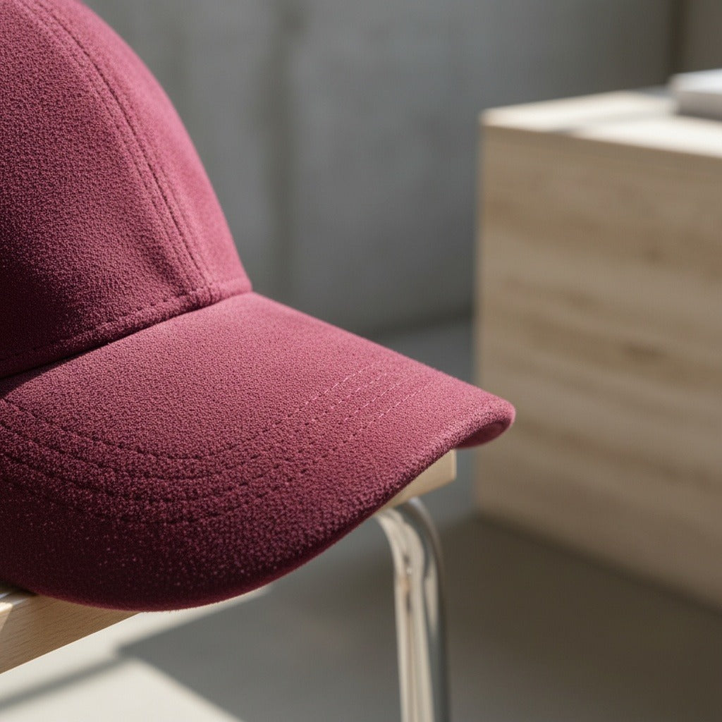 Mens Suede Cap - Burgundy - Back View