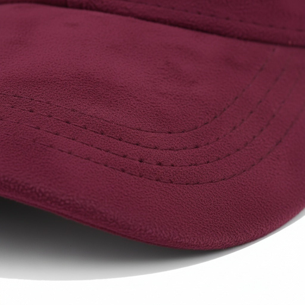 Mens Suede Cap - Burgundy - Texture Close Up