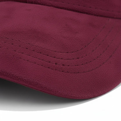 Mens Suede Cap - Burgundy - Texture Close Up