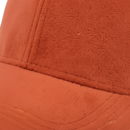 Mens Suede Cap - Rust - Texture Close Up