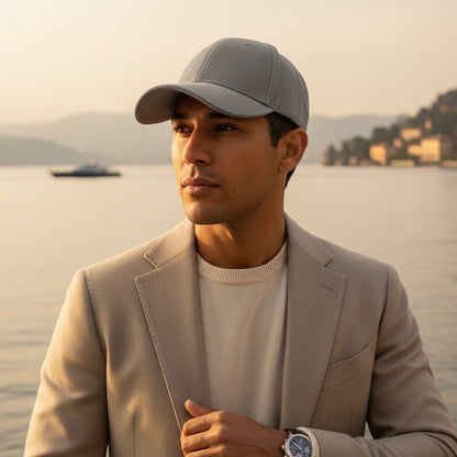 Mens Suede Cap - Charcoal - Angled Shot