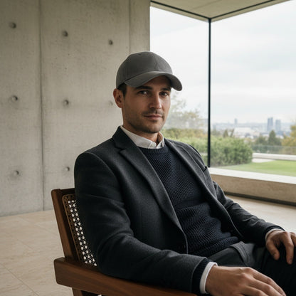 Mens Suede Cap - Charcoal - Side Profile