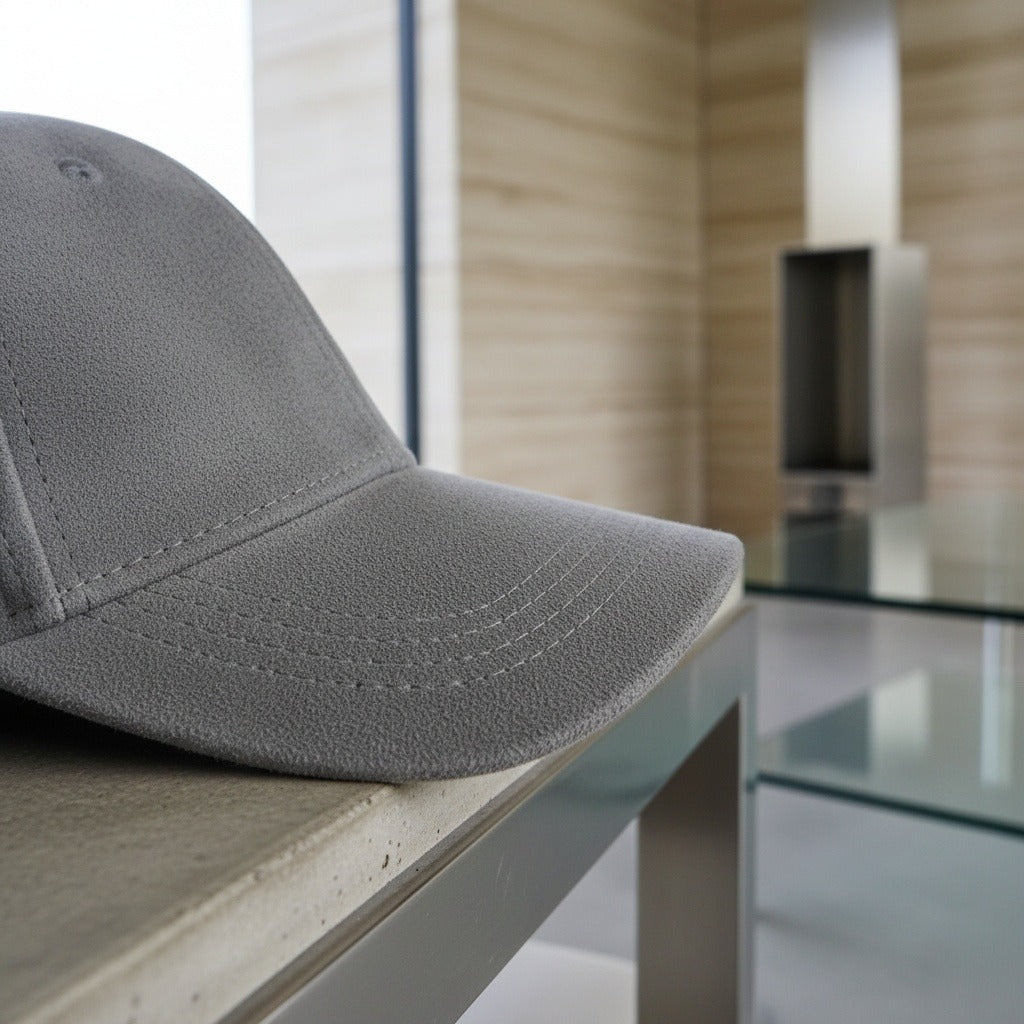 Mens Suede Cap - Charcoal - Back View