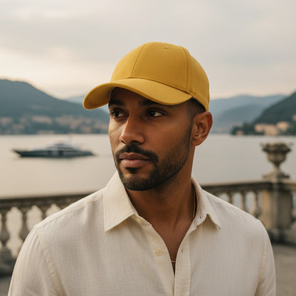 Mens Suede Cap - Goldenrod - Angled Shot
