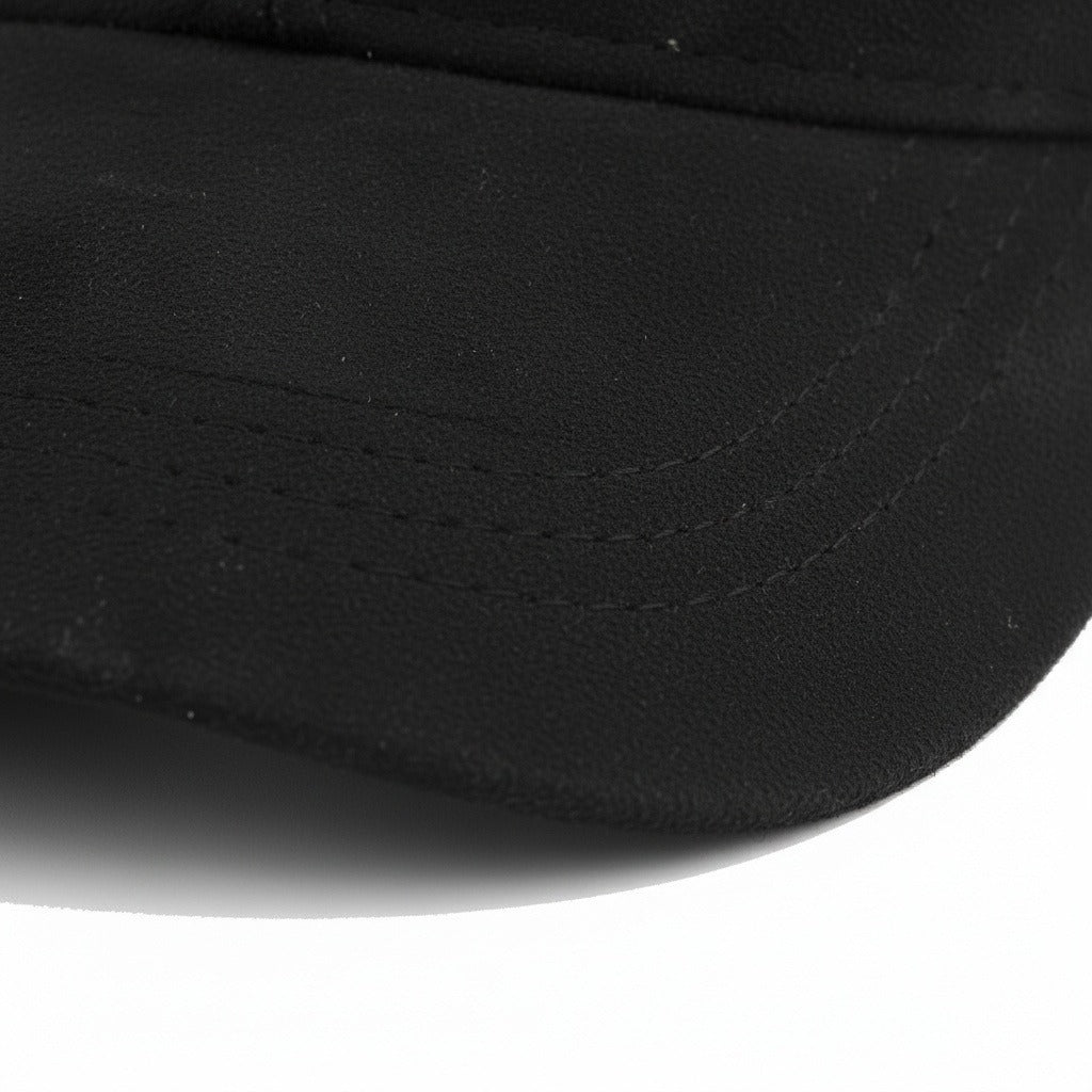 Mens Suede Cap - Black - Texture Close Up