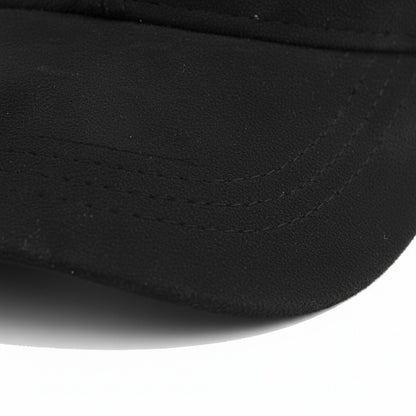 Mens Suede Cap - Black - Texture Close Up