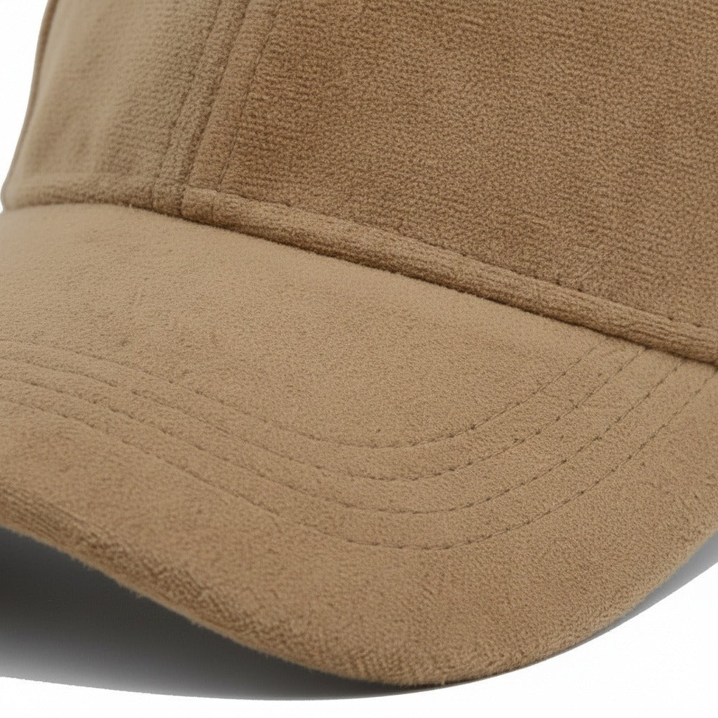 Mens Suede Cap - Tan - Texture Close Up