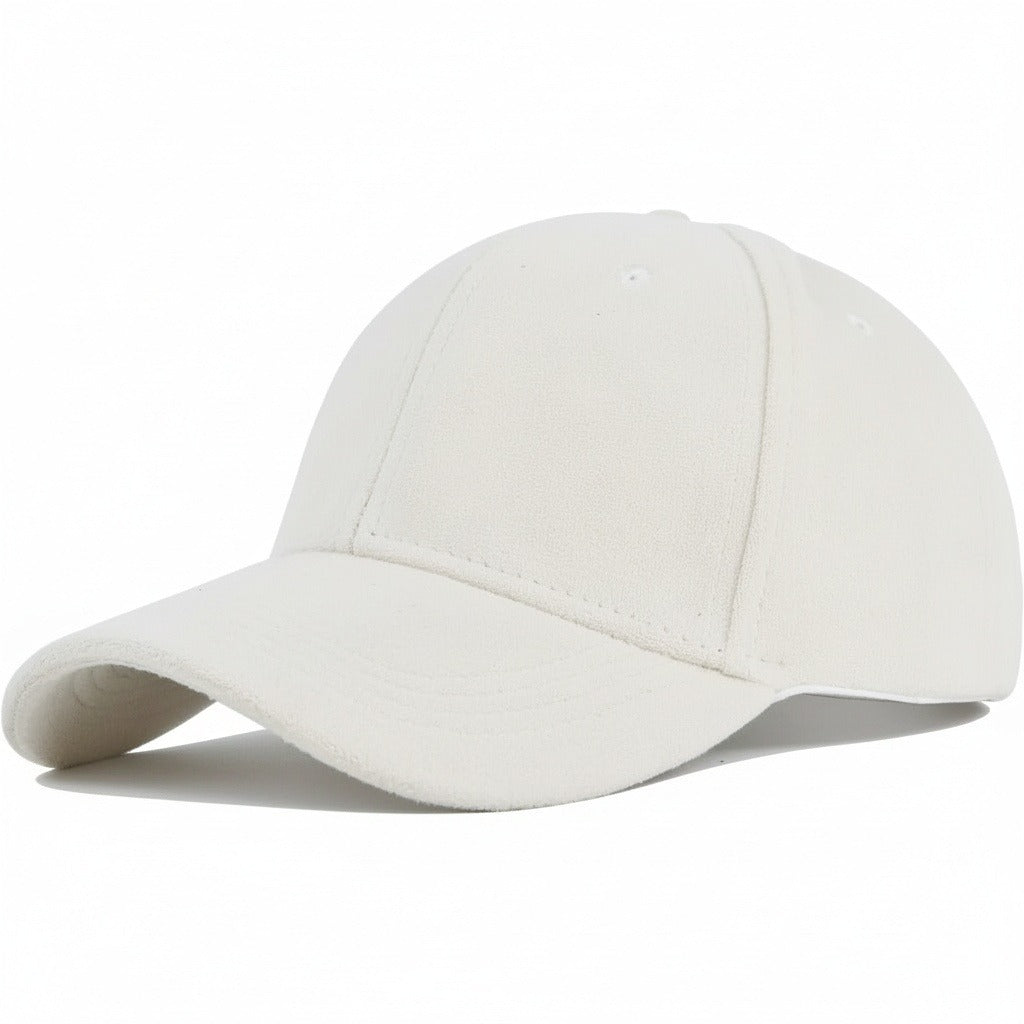 Mens Suede Cap - Ivory - Front View