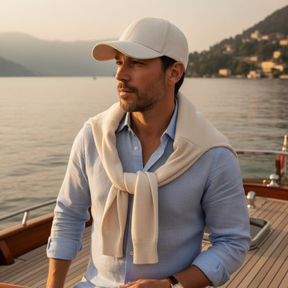 Mens Suede Cap - Ivory - Angled Shot