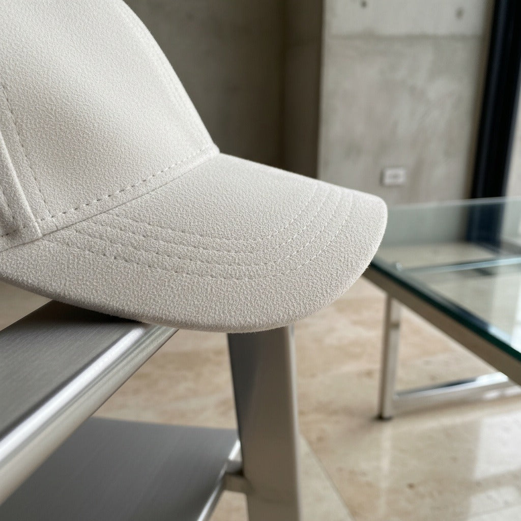 Mens Suede Cap - Ivory - Back View