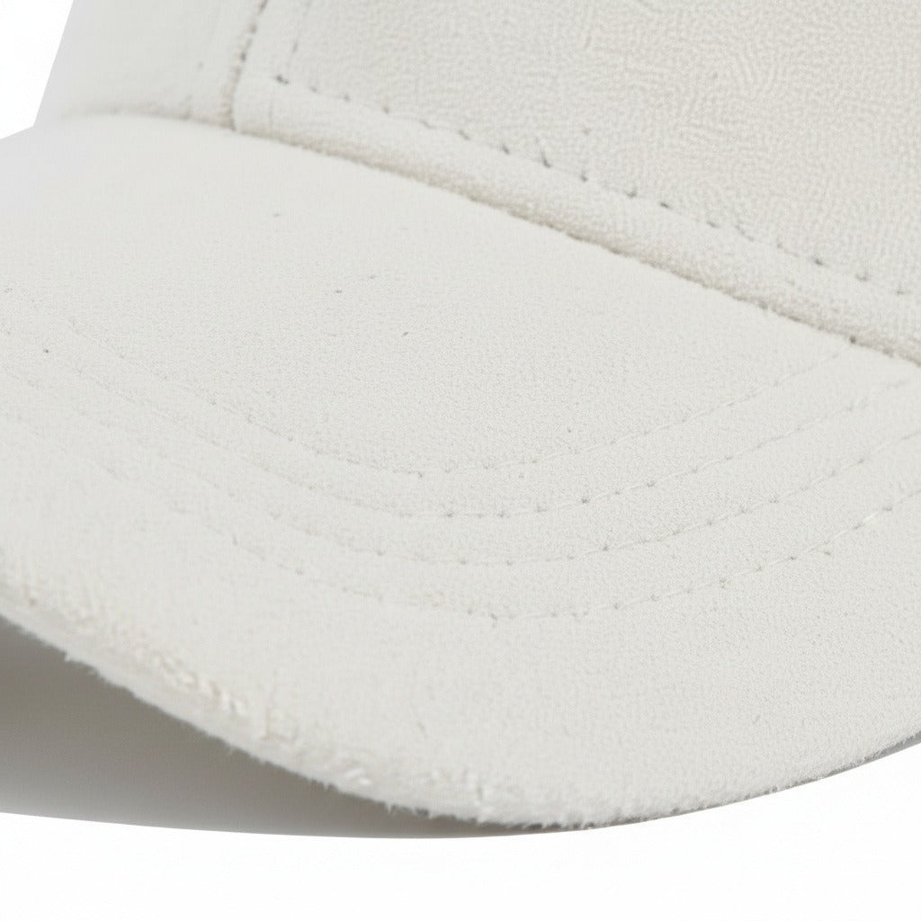 Mens Suede Cap - Ivory - Texture Close Up