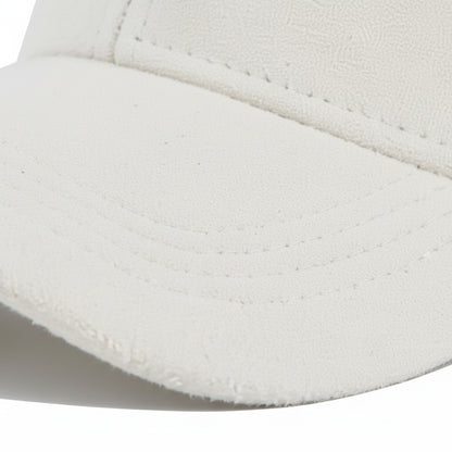 Mens Suede Cap - Ivory - Texture Close Up