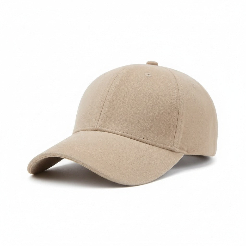 Mens Suede Cap - Beige - Front View