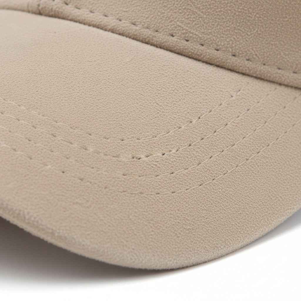Mens Suede Cap - Beige - Texture Close Up