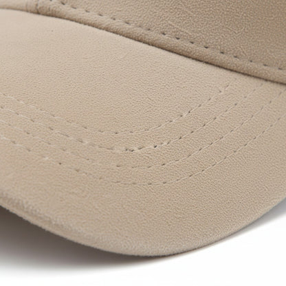 Mens Suede Cap - Beige - Texture Close Up