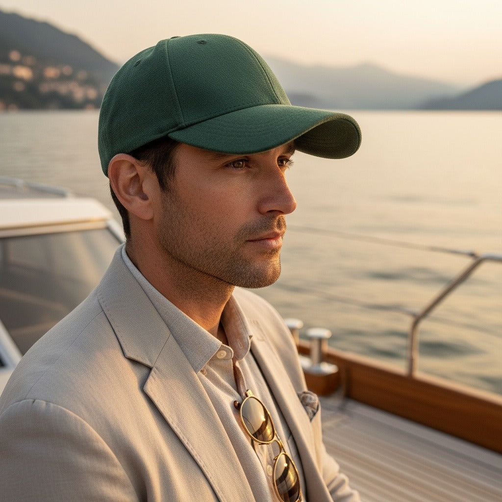 Mens Suede Cap - Forest Green - Angled Shot