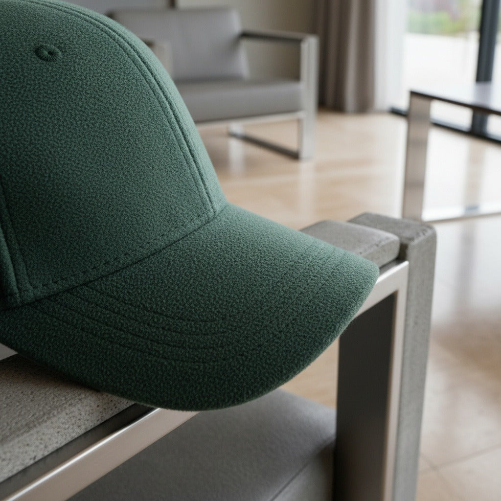 Mens Suede Cap - Forest Green - Back View