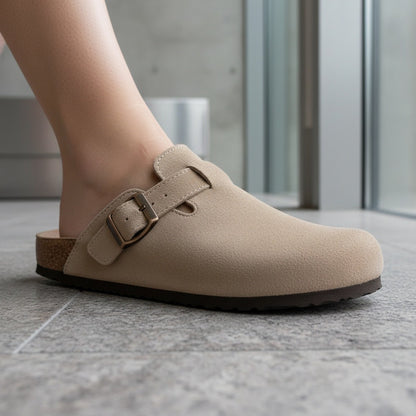 Mens Suede Clogs - Desert Sand - Back View