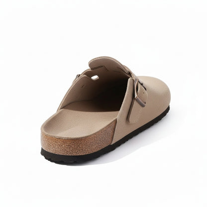 Mens Suede Clogs - Desert Sand - Fabric Detail