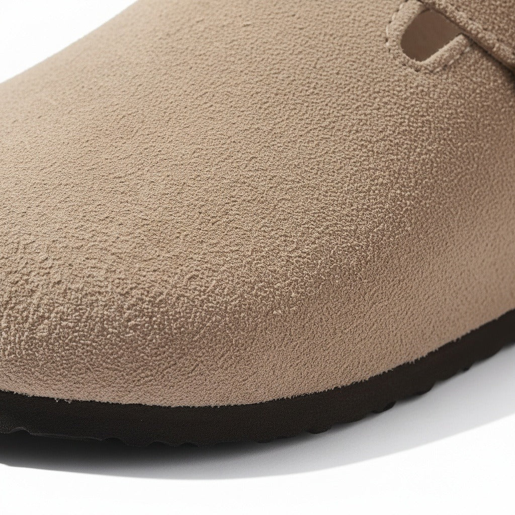 Mens Suede Clogs - Desert Sand - Texture Close Up