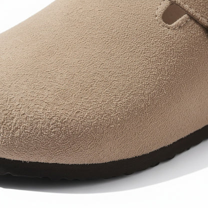 Mens Suede Clogs - Desert Sand - Texture Close Up