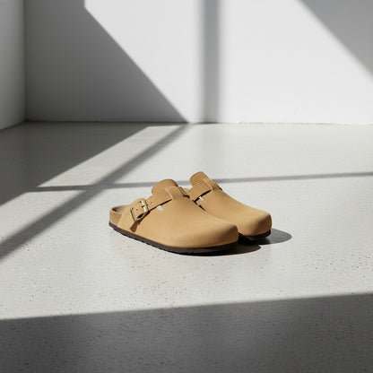 Mens Suede Clogs - Camel Tan - Lifestyle Inspiration