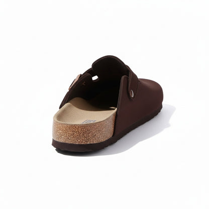 Mens Suede Clogs - Rich Mahogany - Fabric Detail