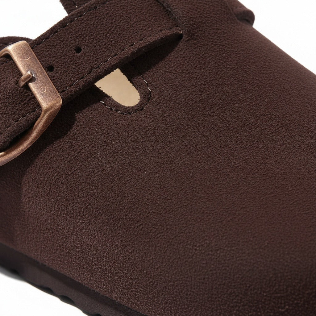 Mens Suede Clogs - Rich Mahogany - Texture Close Up