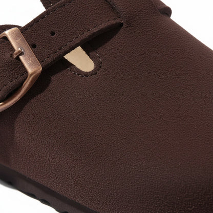 Mens Suede Clogs - Rich Mahogany - Texture Close Up