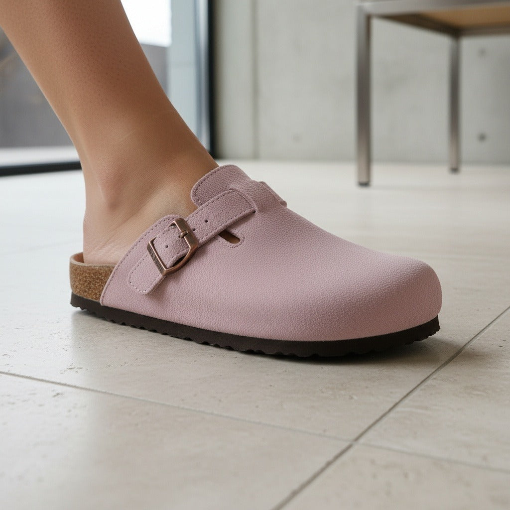 Mens Suede Clogs - Dusty Rose - Back View