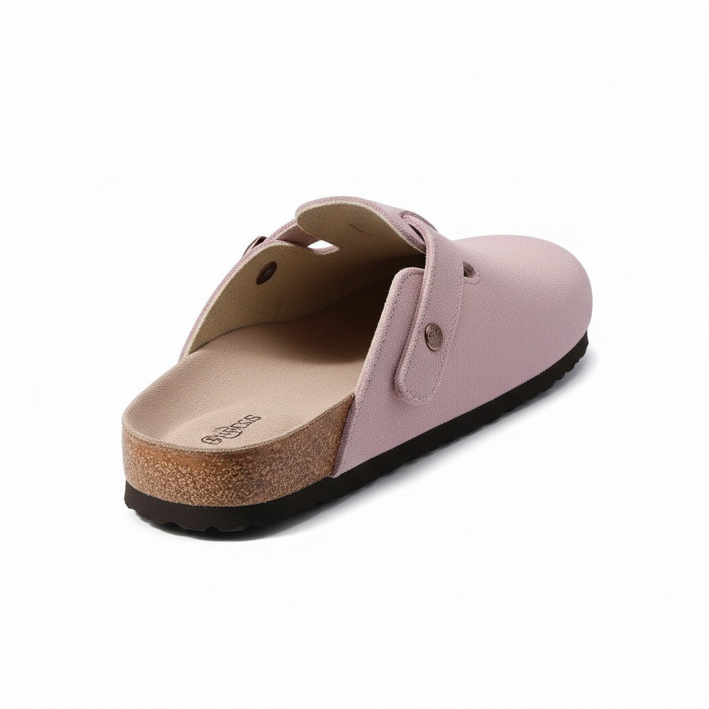 Mens Suede Clogs - Dusty Rose - Fabric Detail