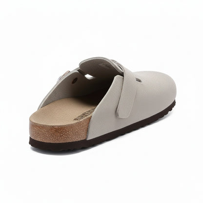 Mens Suede Clogs - Stone Gray - Fabric Detail