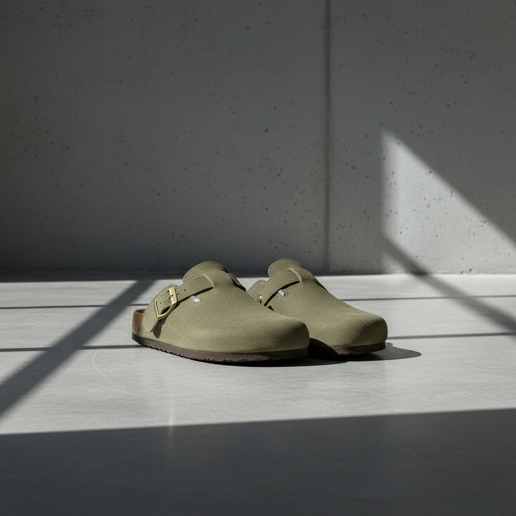 Mens Suede Clogs - Olive Green - Lifestyle Inspiration