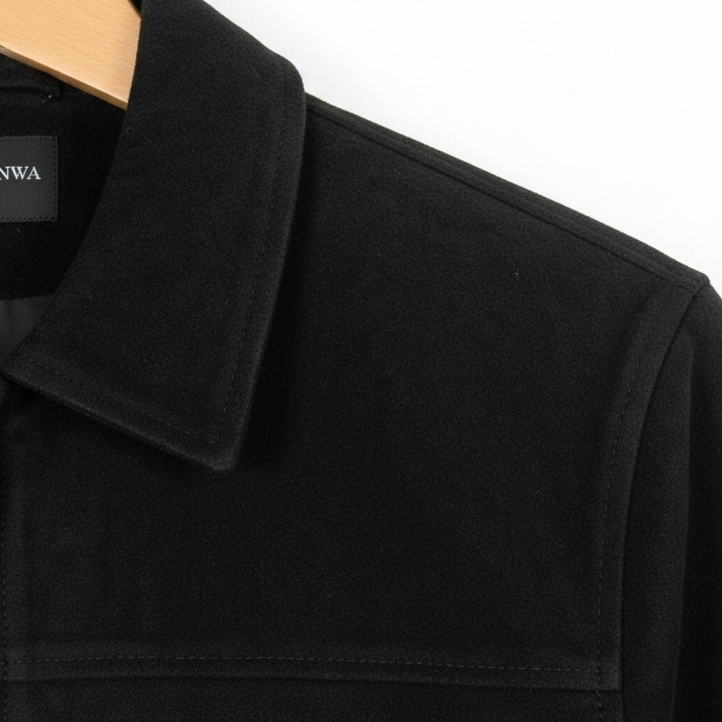 Mens Suede Jacket Black Harrington - Black - Texture Close Up