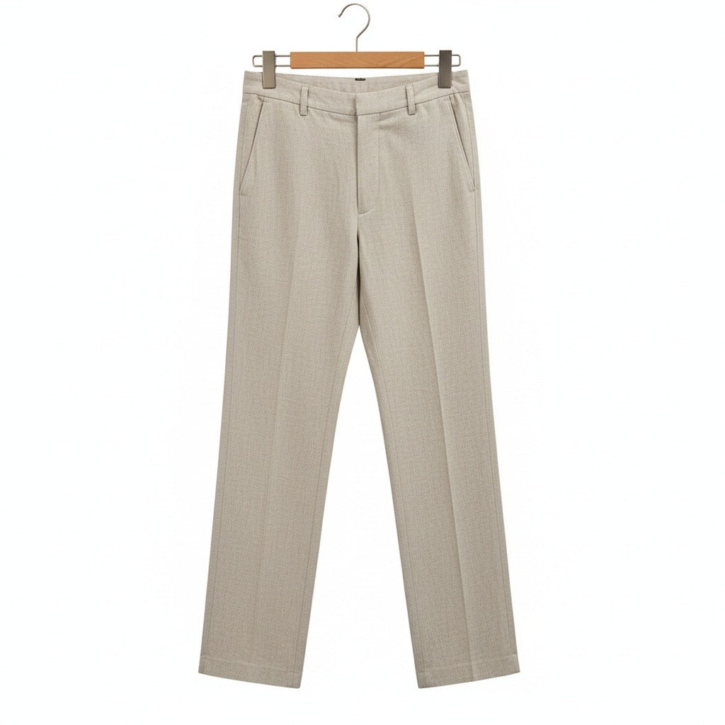 Men's Summer Linen Trousers - Light Gray - Front View