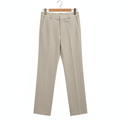 Men's Summer Linen Trousers - Light Gray - Front View