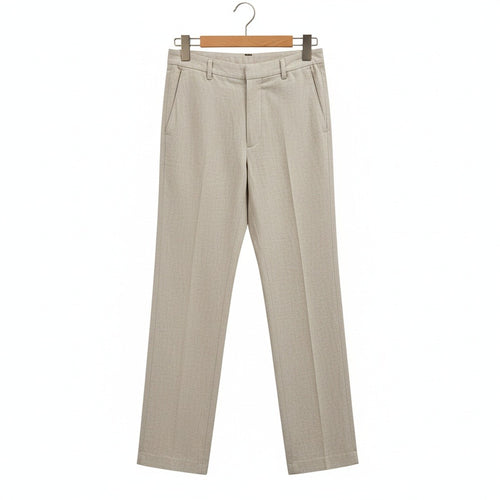 Men's Summer Linen Trousers - Light Gray - Front View