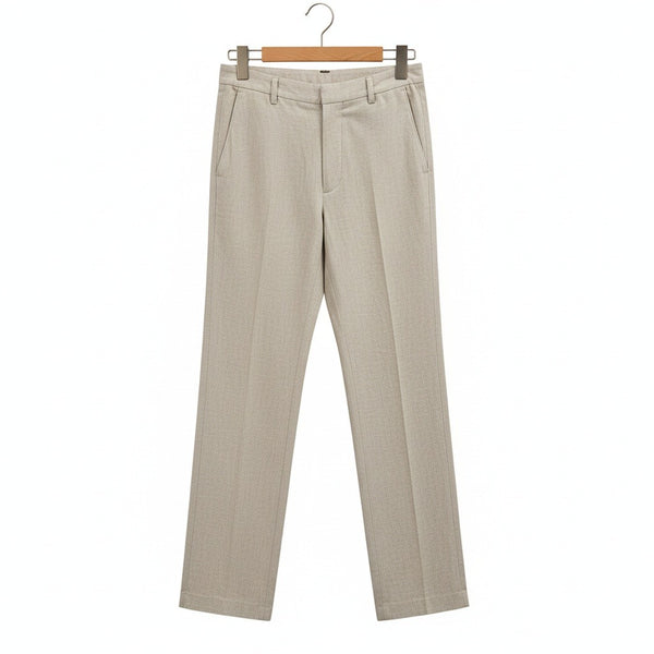 Men's Summer Linen Trousers - Light Gray - Front View