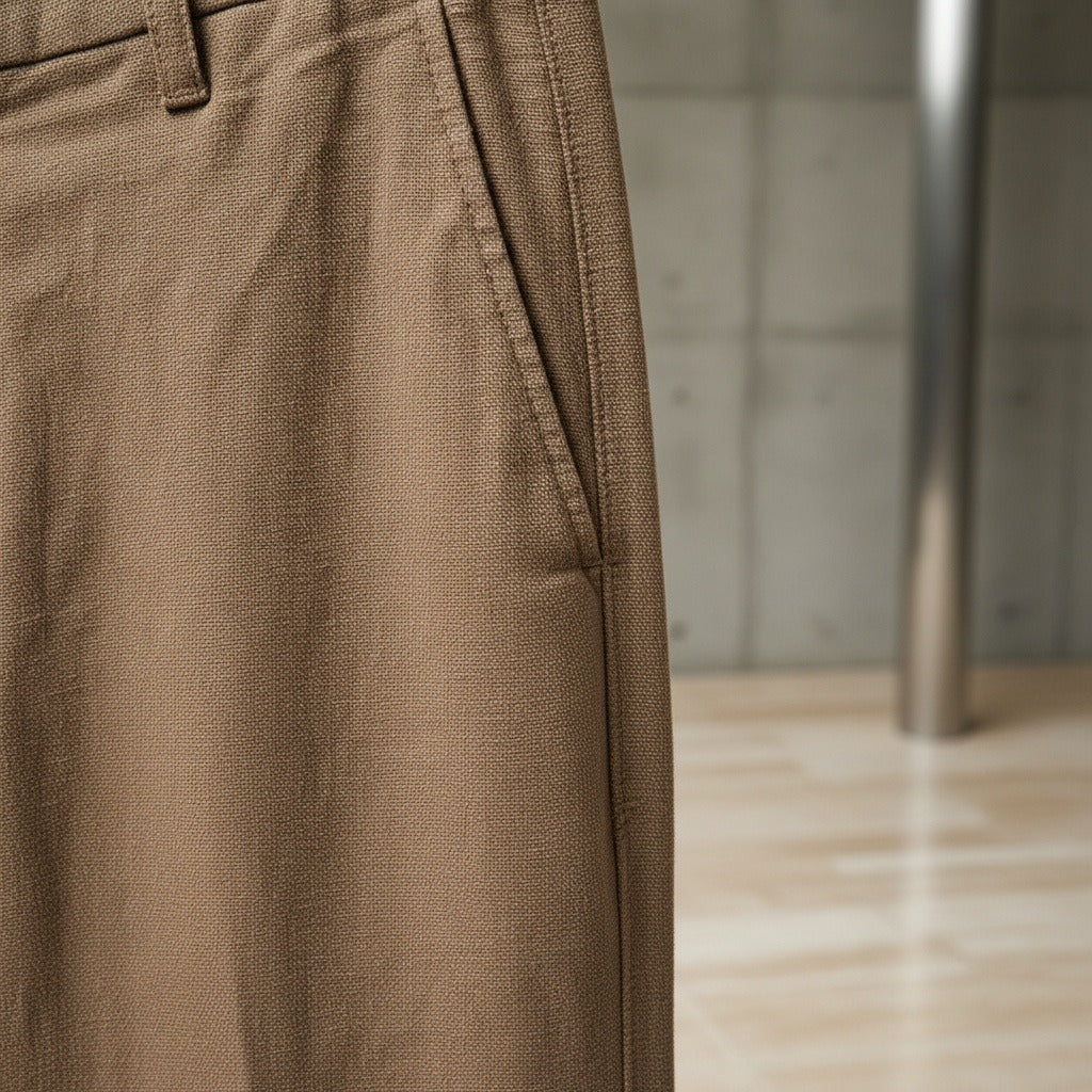 Men's Summer Linen Trousers - Russet Brown - Back View