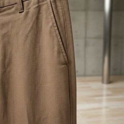 Men's Summer Linen Trousers - Russet Brown - Back View