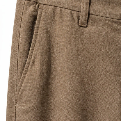 Men's Summer Linen Trousers - Russet Brown - Texture Close Up