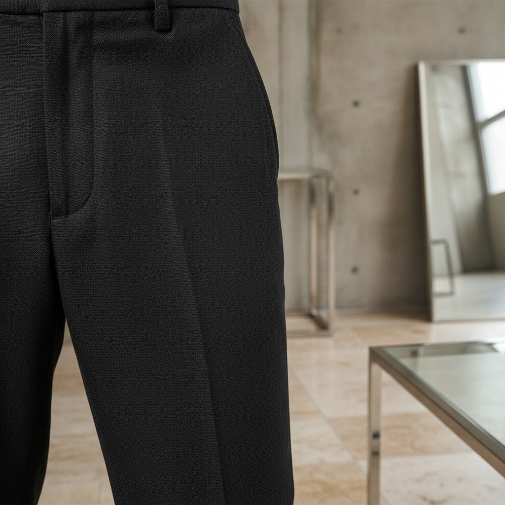Men's Summer Linen Trousers - Charcoal Black - Back View