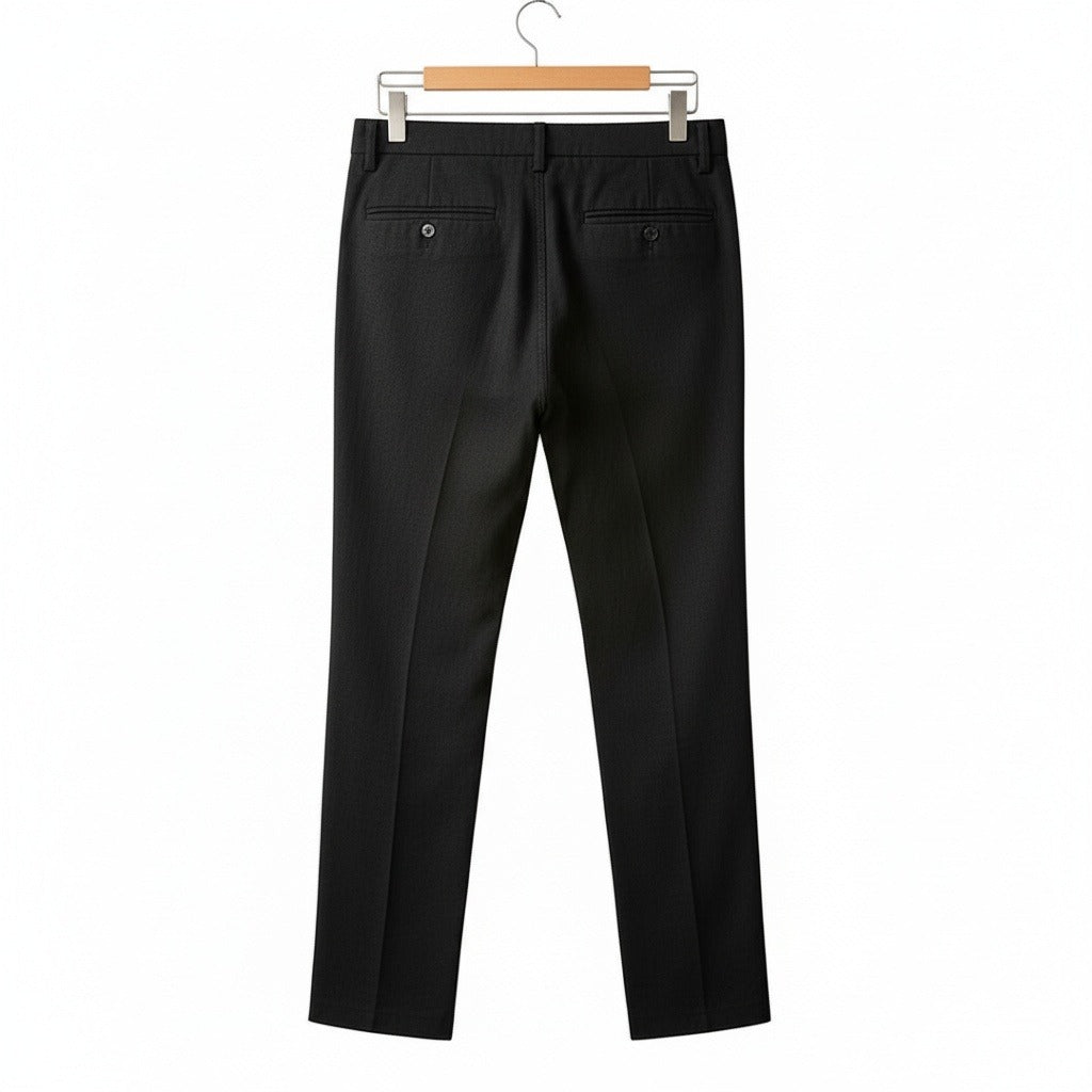 Men's Summer Linen Trousers - Charcoal Black - Fabric Detail