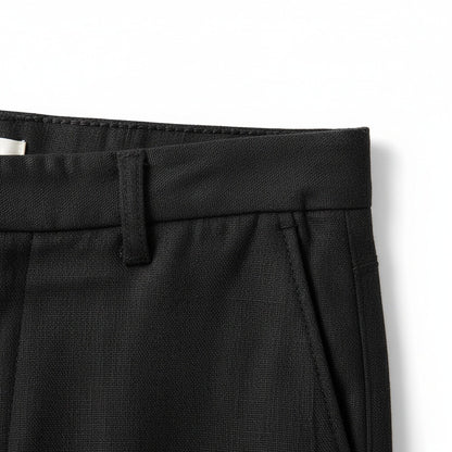 Men's Summer Linen Trousers - Charcoal Black - Texture Close Up